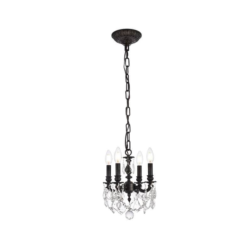 Somette Crystal 4-light Dark Bronze Finish Chandelier - Crystal Chandelier 4-light