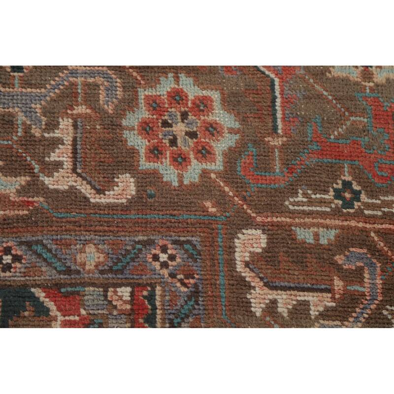 Hand Knotted Oriental 100% Wool Carpet Traditional Medallion Red Heriz Area Rug - 11' 5'' X 8' 5''