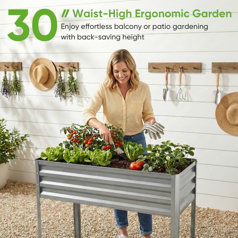 Pocassy Outdoor Metal Raised Garden Bed Planter Box for Vegetables.