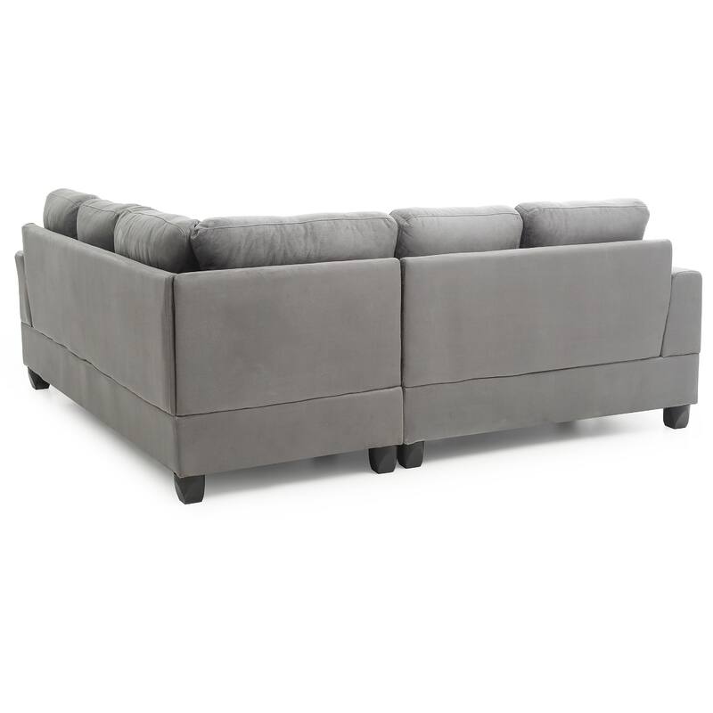 Tufted Microsuede L-Shape Sectional Sofa - 80" - Gray