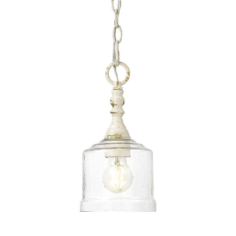 Golden Lighting 0806-M1L HWG Keating 6" Wide Mini Pendant - Antique Black Iron