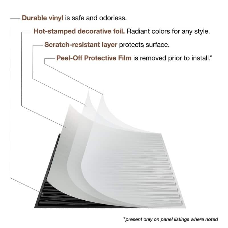 FASÄDE Coffer Decorative Vinyl 2ft x 2ft Lay in Ceiling Panel in Brushed Aluminum (5 Pack)