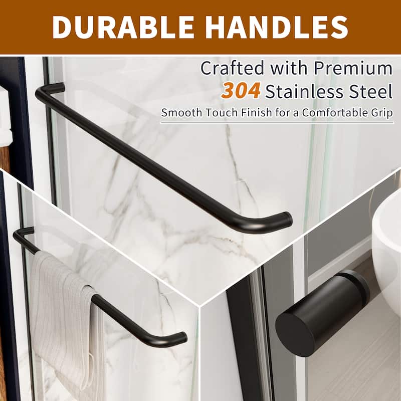 Modland 56-60"x70'' Adjustable Double Sliding Shower Door, 1/4" ANSI Glass with Nano Coating, Framed Bypass Enclosure