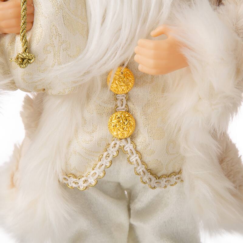 Glitzhome Christmas Imitative Fur Woodland Santa Figurine