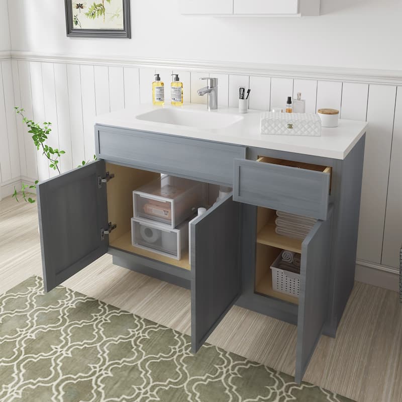 Vanity Art 51" Birch Freestanding Bathroom Vanity Cabinet without Top