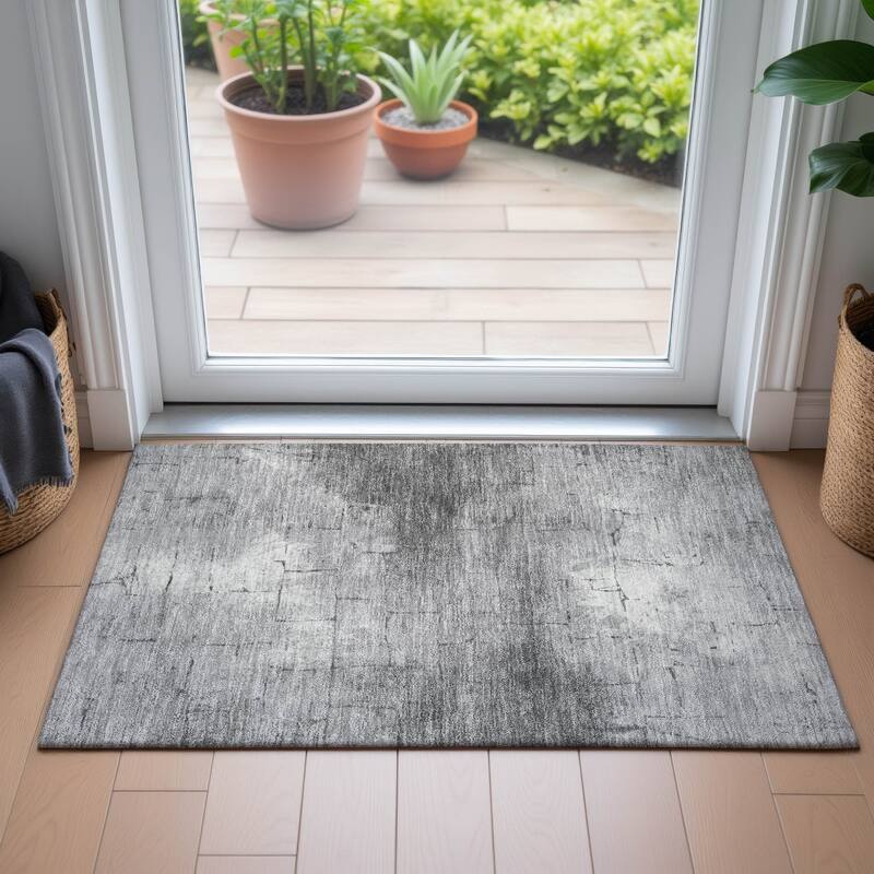 Machine Washable Indoor/Outdoor Vintage Bricks Chantille Rug