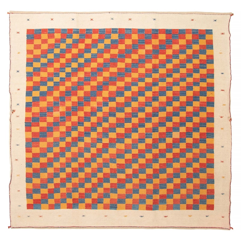 ECARPETGALLERY Flat-Weave Kashkuli Red Wool Tapestry Kilim - 6'4 x 6'7 - Red - 6'4 x 6'7