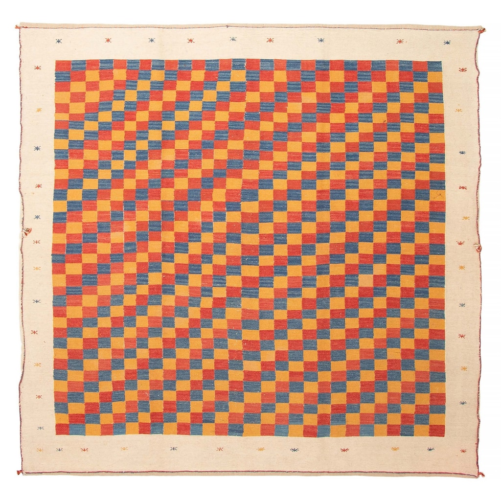 ECARPETGALLERY Flat-Weave Kashkuli Red Wool Tapestry Kilim - 6'4 x 6'7