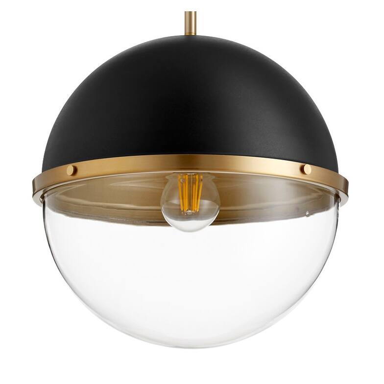Quorum International 12-3/4" Wide Pendant - Noir / Aged Brass