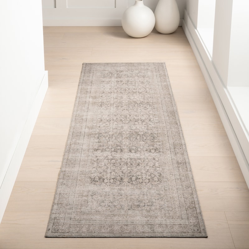 Nuloom Hillstone Collection Traditional Vintage Medallion Area Rug - 2' 8" x 8' - Giorgina Grey - Runner