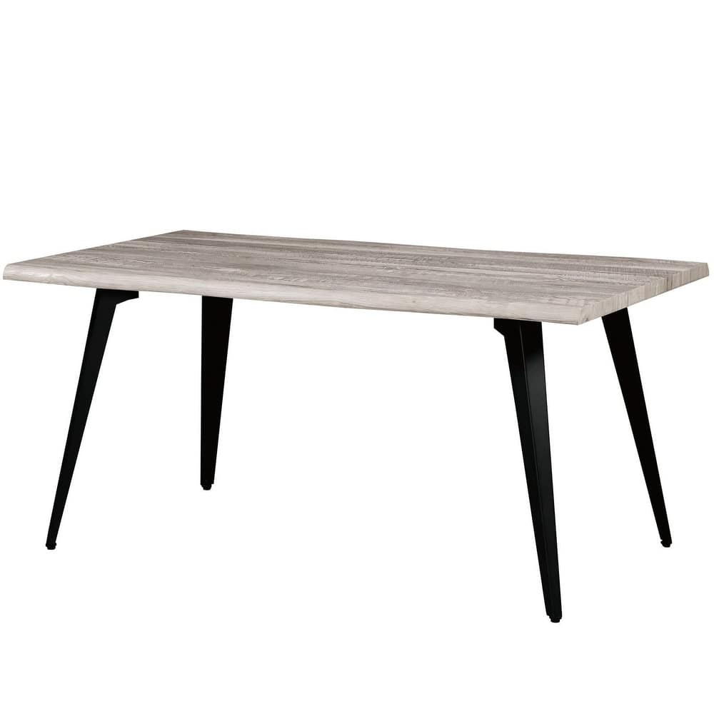 Ravenna Modern Rustic Rectangular Solid MDF Wood Tabletop Dining Table with Tapered Iron Matte Black Finish Legs