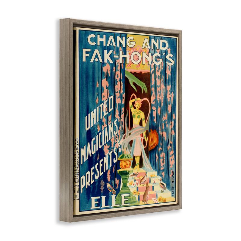 Stupell Vintage Magician Show Advertisement Framed Floater Canvas Wall Art Design By Marcus Jules