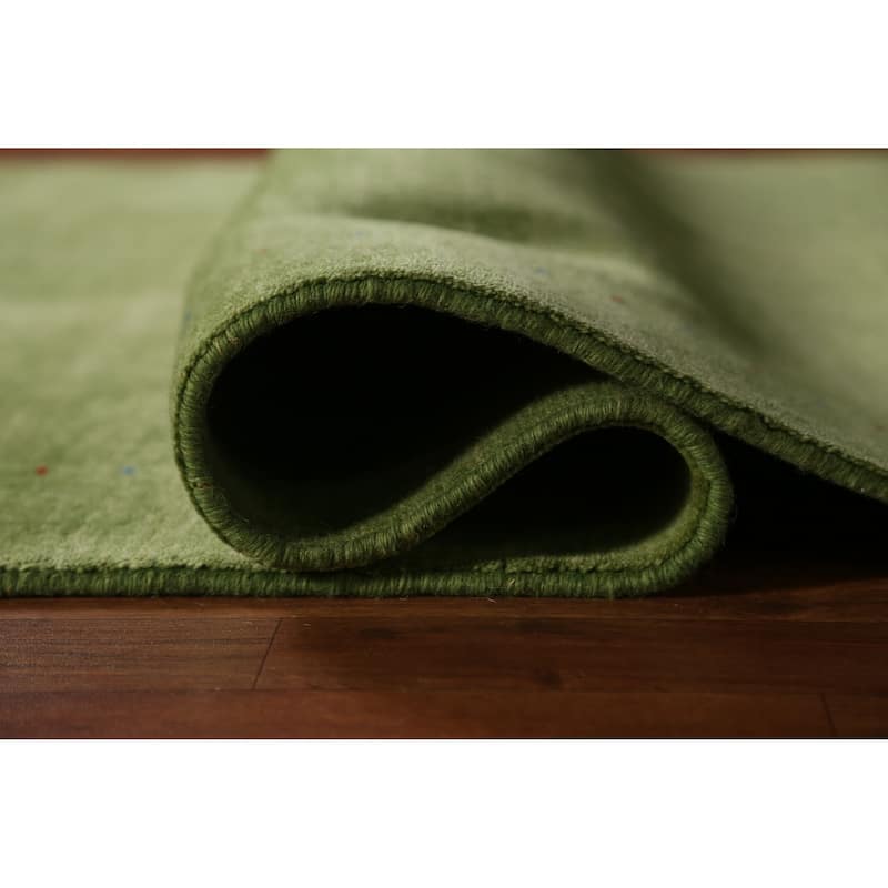 Hand Knotted Oriental 100% Wool Carpet Tribal Tribal Green Gabbeh Area Rug - 7' 7'' X 5' 3''