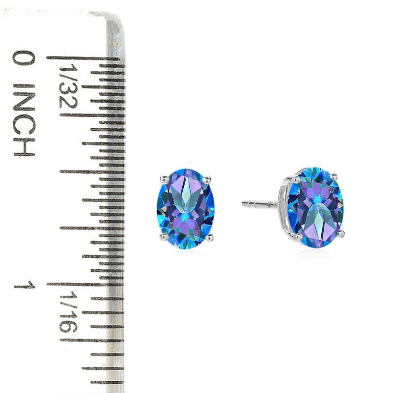 Sterling Silver 8x6 Oval Genuine Gemstone Stud Earrings