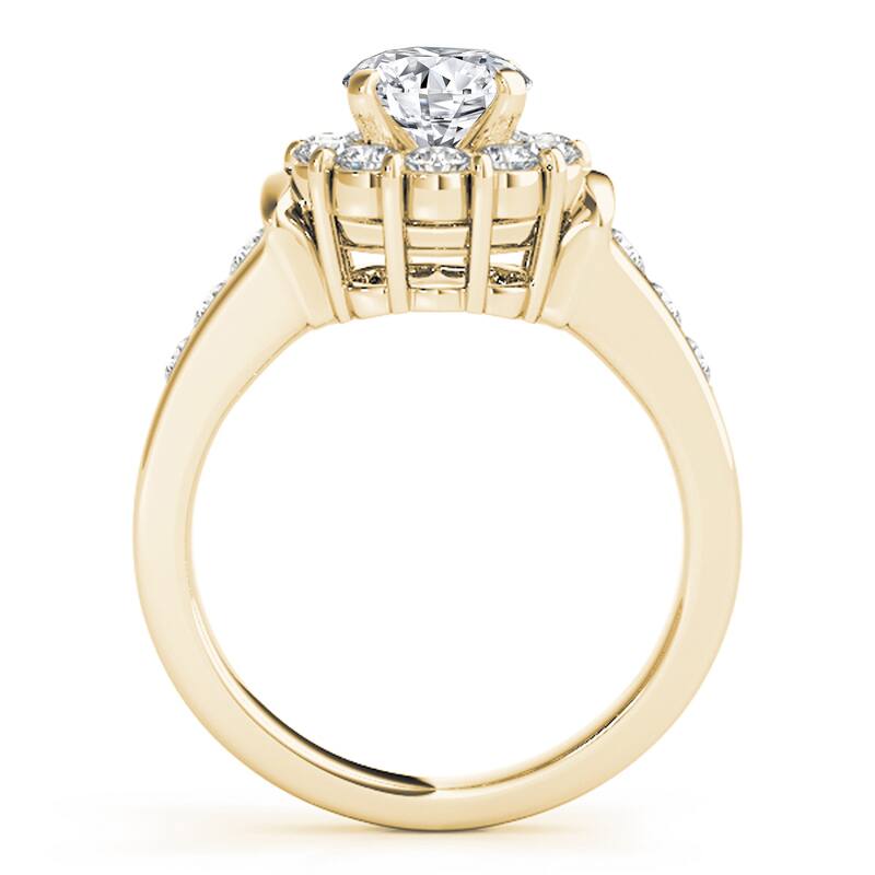 Auriya 14k Yellow Gold Lab Grown Round Diamond Halo Engagement Ring 0.50 to 5.00 ct. tw. (F-G VS)