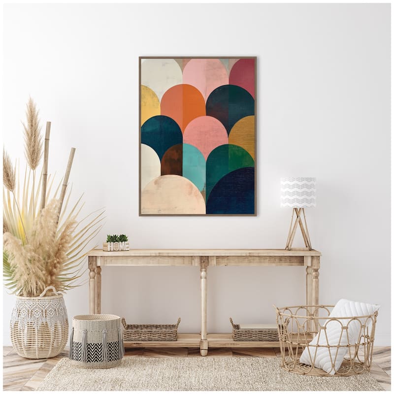 Kate and Laurel Sylvie Minimalist Geometric Abstract Jewel Tone Framed Canvas by The Creative Bunch Studio
