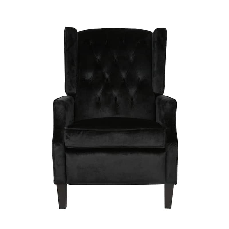 Pushback Recliner Chair with Retractable Footrest, Velvet Wingback Armchair with Rivet Trim,Mid-Century Upholstered Accent Chair