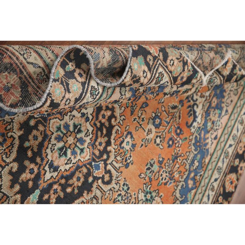 Hand Knotted Oriental 100% Wool Carpet Traditional Floral Oranges & Rust Hamedan Area Rug - 8' 8'' X 5' 9''
