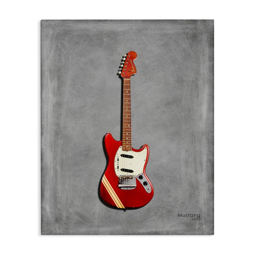 Stupell Red Guitar on Grey Canvas Wall Art Design By Mark Rogan