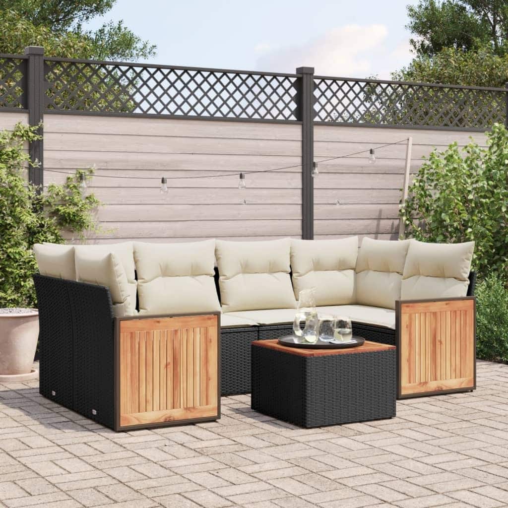 vidaXL Garden Sofa Set Black - 21.7 x 21.7 x 14.6 in