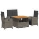 preview thumbnail 66 of 75, vidaXL Patio Dining Set with Cushions Outdoor Seating Gray Poly Rattan