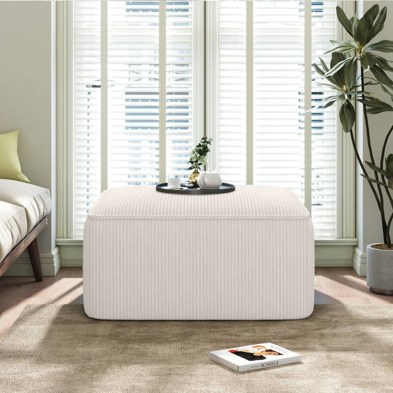 Roomfitters Square Upholstered Ottoman Coffee Table with Modern Low Profile Design