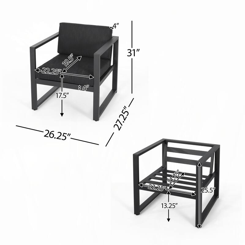 outdoor PATIO ALUMINUM CLUB CHAIR, SET OF 2