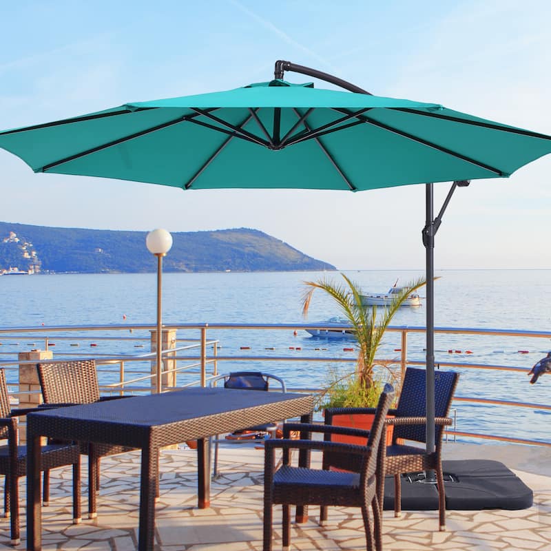 LIVOOSUN 10ft Patio Offset Umbrellas,Hanging Market Patio Umbrella - Lake Blue
