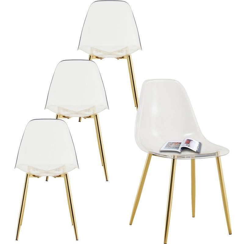 Modern Simple Transparent Dining Chair Set of 4 - Gold