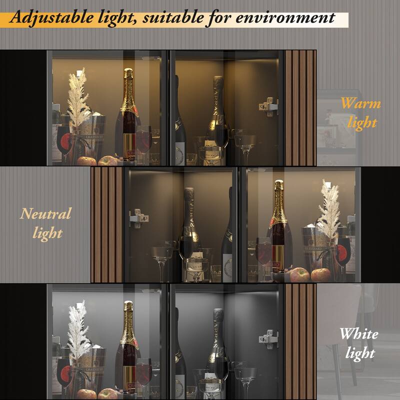 63"Hx31.5"W Lighted Display Cabinet with Glass Doors Bookshelf Buffet