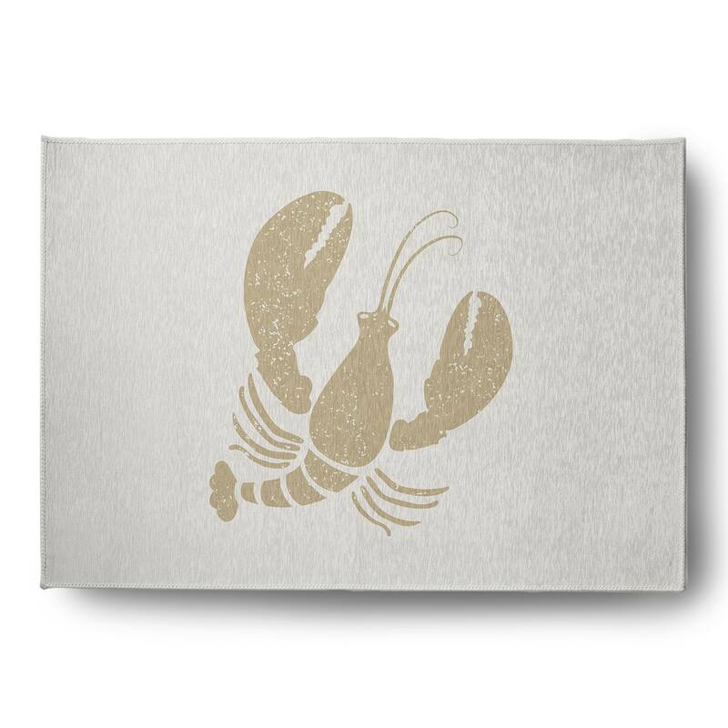 Lobster Nautical Chenille Rug - White and White - 5' x 7'