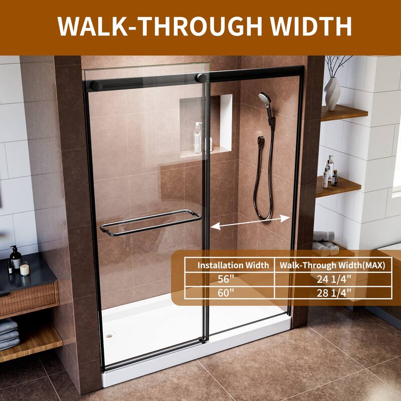 Modland Matte Black Sliding Shower Door.. - 56''-60''x 76''.