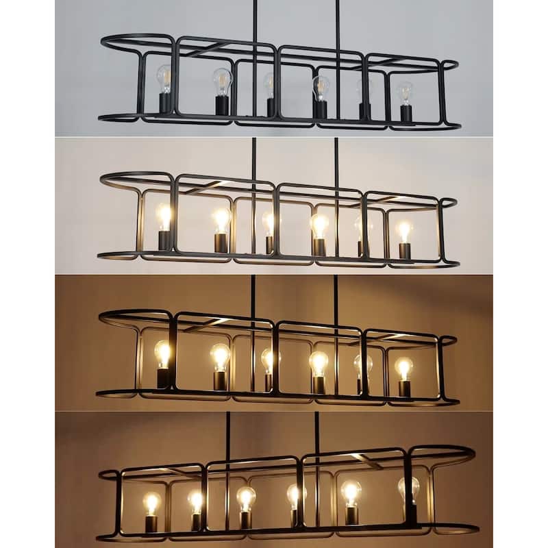Oriea Modern Farmhouse 6-Light Black 48" W Linear Chandelier Industrial Kitchen Island Light - L 48" x W 12" x H 8.7"