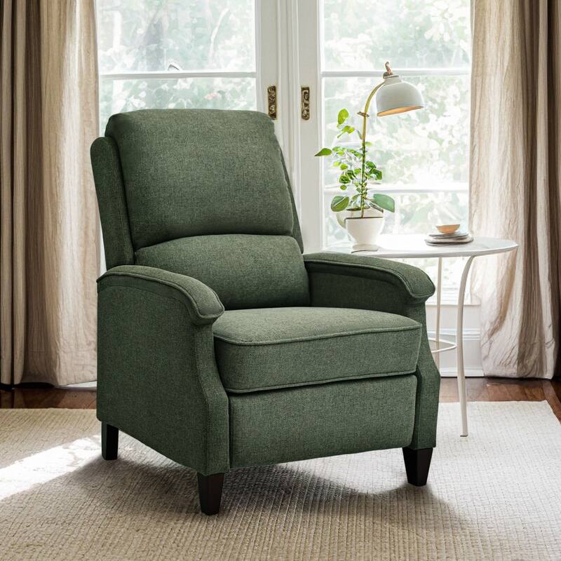 Push-Back Upholstered Recliner with Thickened Seat Cushion Backrest - Dark Green​