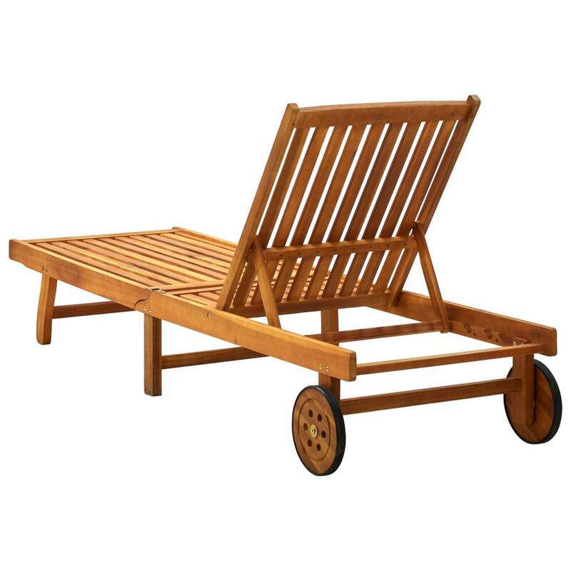 Kaye Outdoor Sun Lounger, 79 Inch Brown Acacia Wood, Cream Polyester