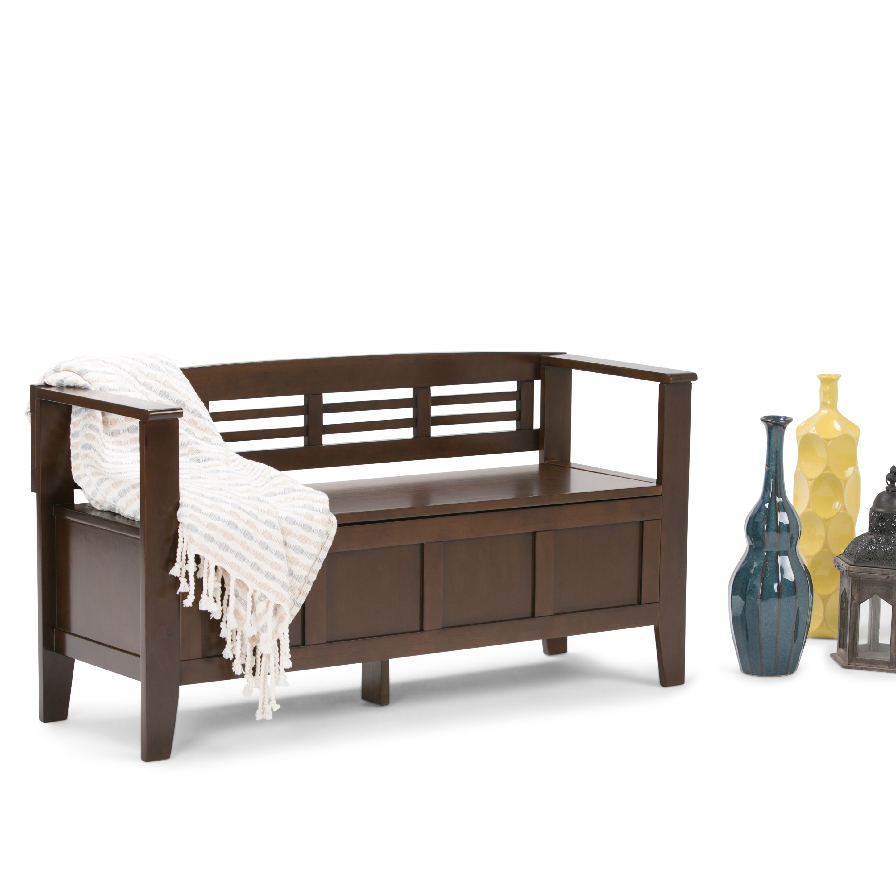 WYNDENHALL Chandler SOLID WOOD 48 inch Wide Contemporary Entryway Storage Bench - 48'' x 17'' x 25.2