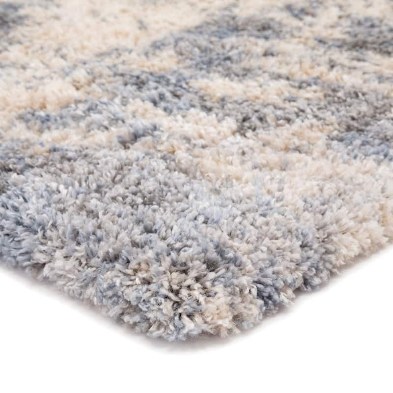 Porch & Den Paladin Abstract Grey/ Blue Shag Area Rug