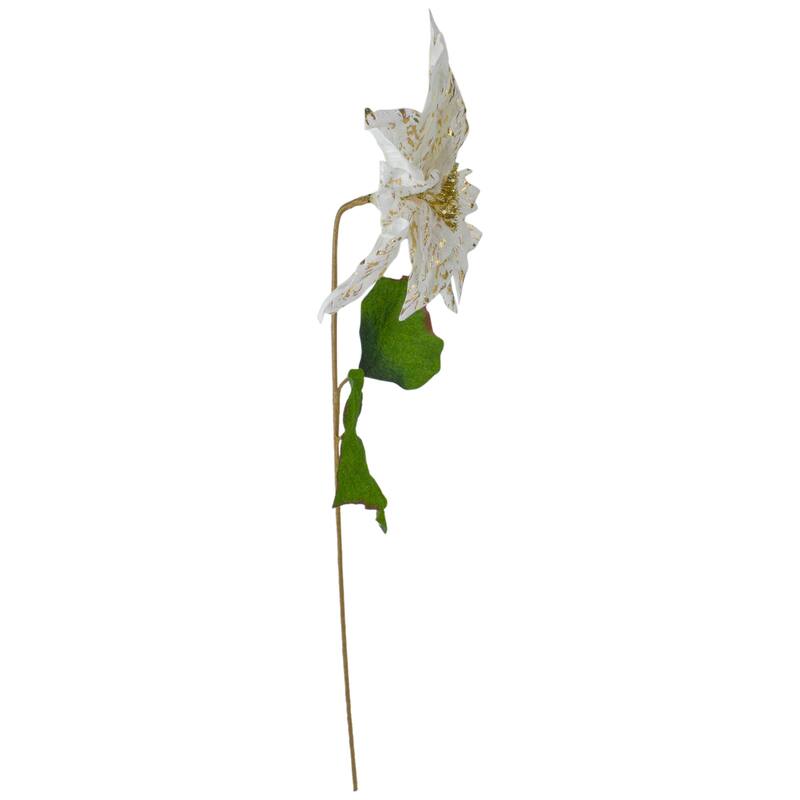 24" White and Gold Artificial Christmas Poinsettia Flower