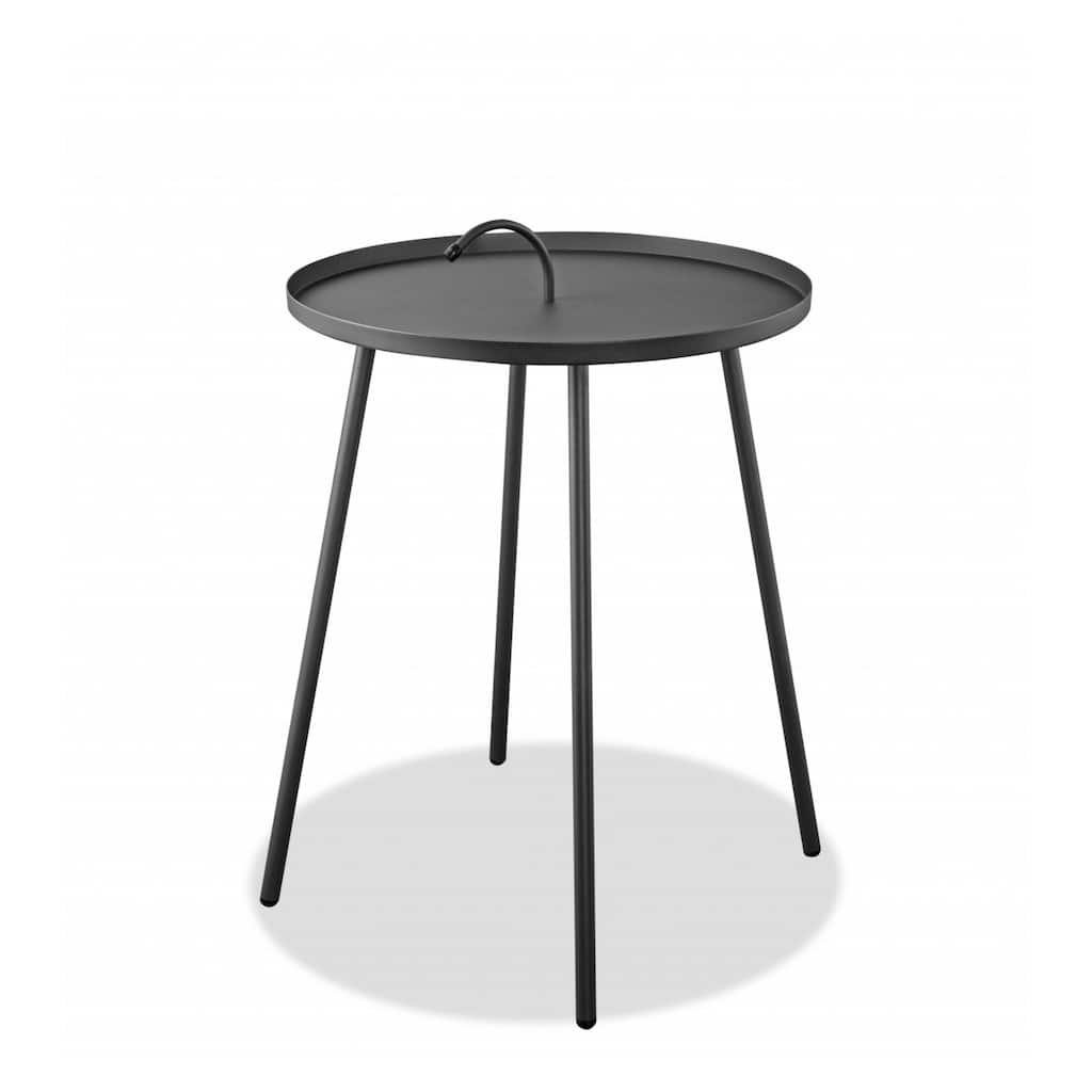 25” Grey Stainless Steel End Table with Round Tray Top Stylish Side Table for Living Room Bedroom or Office - 20"L x 20"W x 25"H