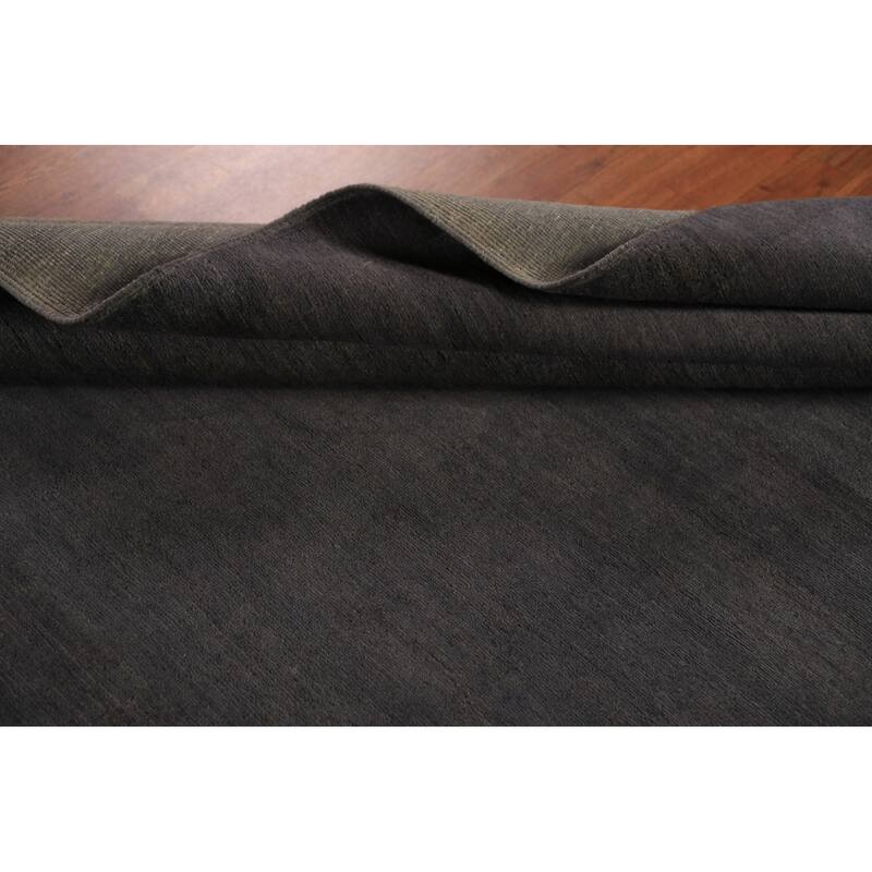 Gray Gabbeh Oriental Area Rug Hand-Knotted Wool Carpet - 6'11" x 9'5"