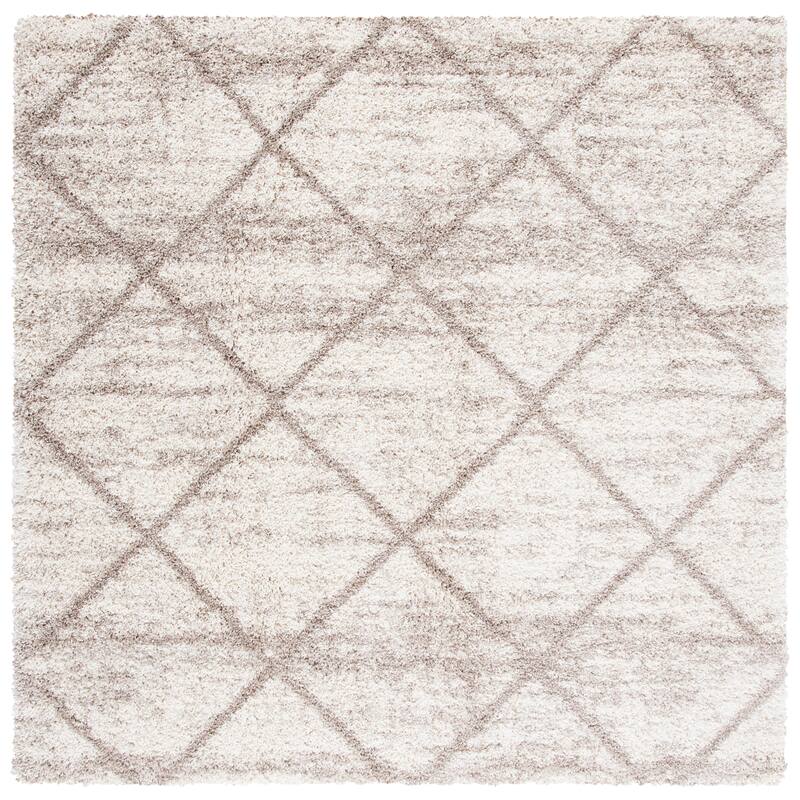 SAFAVIEH Hudson Shag Raili Diamond Trellis 2-inch Thick Rug - 7' Square - Multi Ivory/Beige