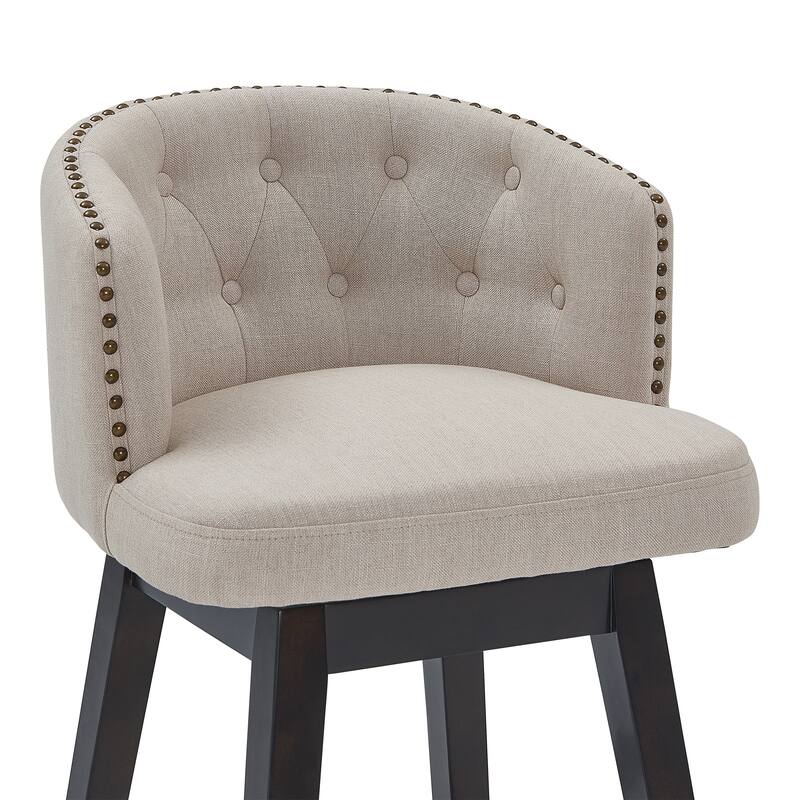 Celine Grey or Tan Upholstered Swivel Bar or Counter Stool