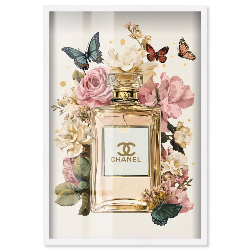 Glam Bloom Butterfly Perfume Shadowbox by Art Remedy - White - 24" x 36"