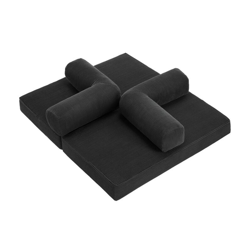 2 Set Corduroy Large Couch Convertible Floor Sofa Bed Sleeper