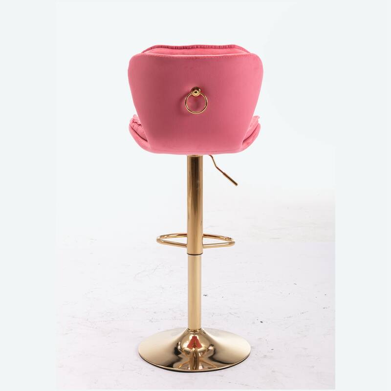 Set of 2 Bar Stools With Golden Base