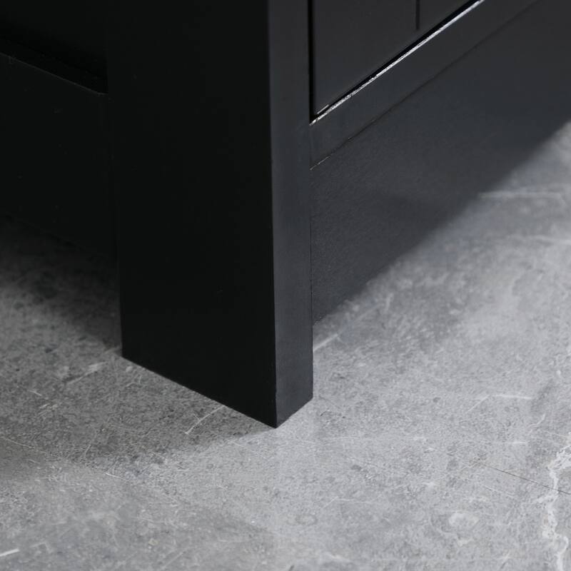 Space-Saving Under Sink Storage Cabinet, Pedestal Sink Vanity with Adjustable Shelf, Black Finish