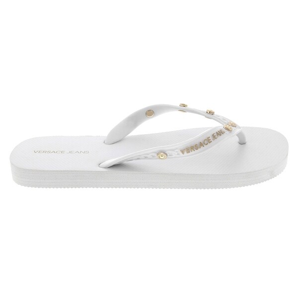 white versace flip flops