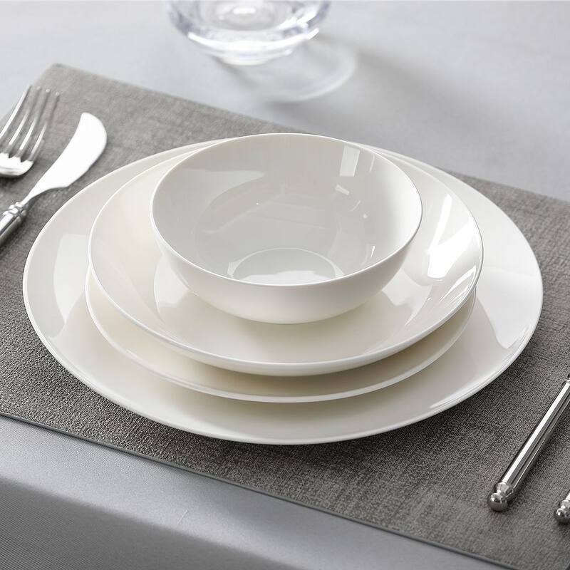MALACASA 16-Piece New Bone China Dinnerware Set, Service for 4