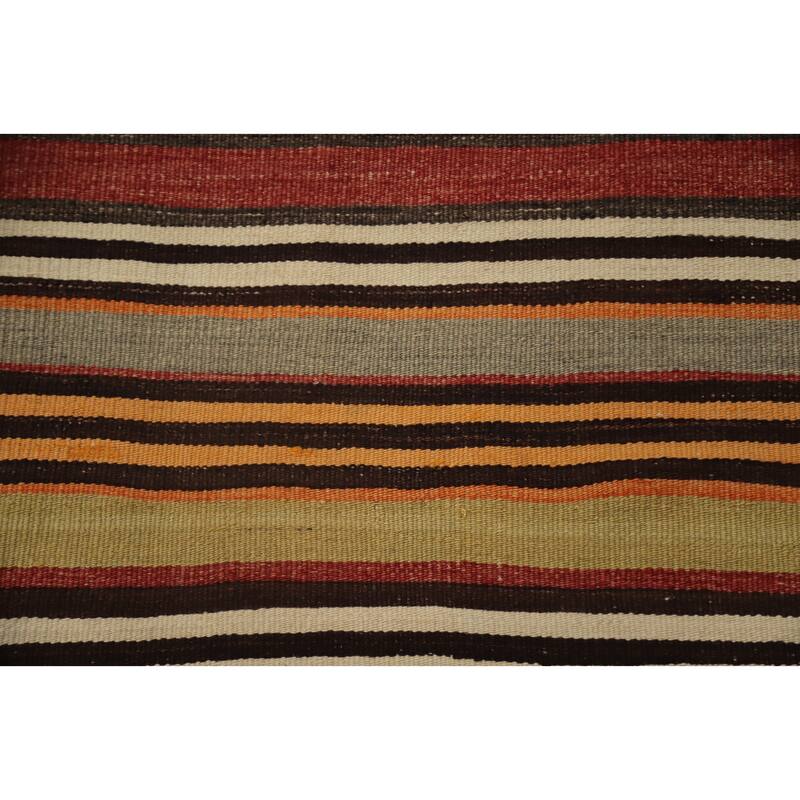 Hand Woven Oriental 100% Wool Carpet Southwestern Geometric Oranges & Rust Kilim Area Rug - 9' 10'' X 4' 8''