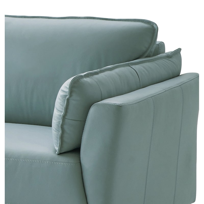 Top Grain Leather Loveseat, Small Sofa Couch with Loose Seat and Tight Back Cushion, Couch Settee with Metal Legs